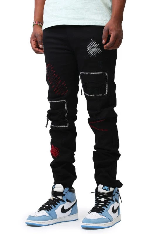 KDNK UNISEX BOTTOMS Scarecrow Embroidered Jeans 9 KDNK UNISEX BOTTOMS Scarecrow Embroidered Jeans