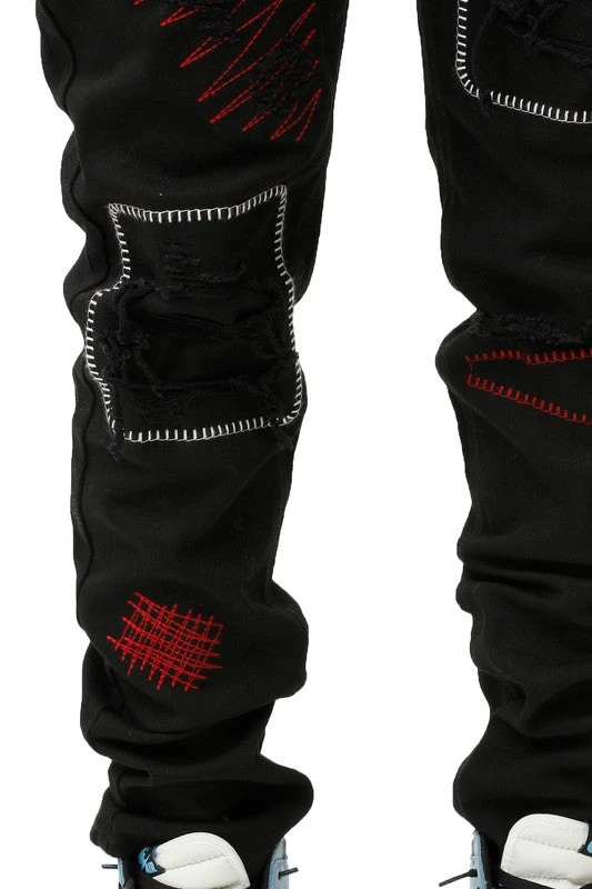 KDNK UNISEX BOTTOMS Scarecrow Embroidered Jeans 6 KDNK UNISEX BOTTOMS Scarecrow Embroidered Jeans