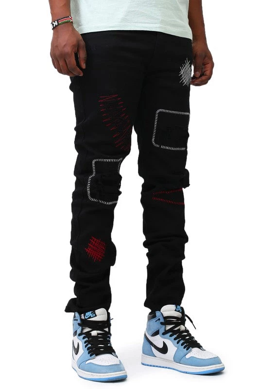 KDNK UNISEX BOTTOMS Scarecrow Embroidered Jeans 8 KDNK UNISEX BOTTOMS Scarecrow Embroidered Jeans