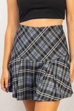 White Birch Rochelle Goyle Gray Plaid Skort BOTTOMS