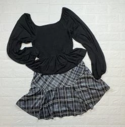 White Birch Rochelle Goyle Gray Plaid Skort BOTTOMS