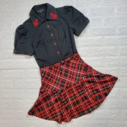 White Birch Torelei Stripe Red Plaid Skort