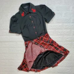 White Birch Torelei Stripe Red Plaid Skort