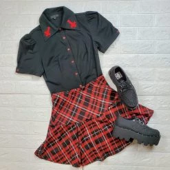 White Birch Torelei Stripe Red Plaid Skort