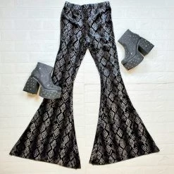 Bestto Lucky One Velvet Death Bells (Black) BOTTOMS