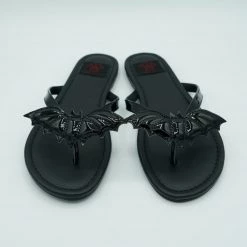 Strangecvlt RESTOCKED! Batty Betty Sandal (Black Patent) -STRANGE CVLT