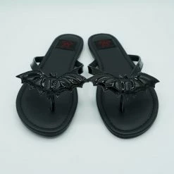 Strangecvlt RESTOCKED! Batty Betty Sandal (Black Patent) -STRANGE CVLT