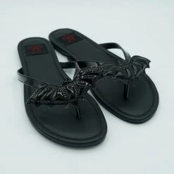 Strangecvlt RESTOCKED! Batty Betty Sandal (Black Patent) -STRANGE CVLT