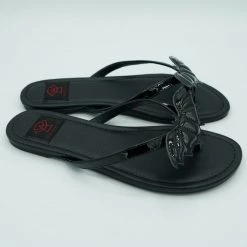 Strangecvlt RESTOCKED! Batty Betty Sandal (Black Patent) -STRANGE CVLT