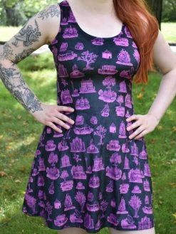 DWYBO Manning Collab PREORDER From Salem, With Love Magenta Velvet Skater Dress - BRETT MANNING COLLAB DRESSES