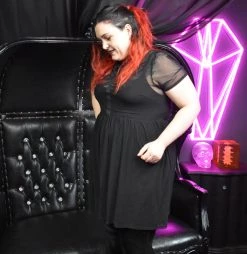 DRESSES Courtney Mesh Babydoll Dress (Black) FOXBLOOD