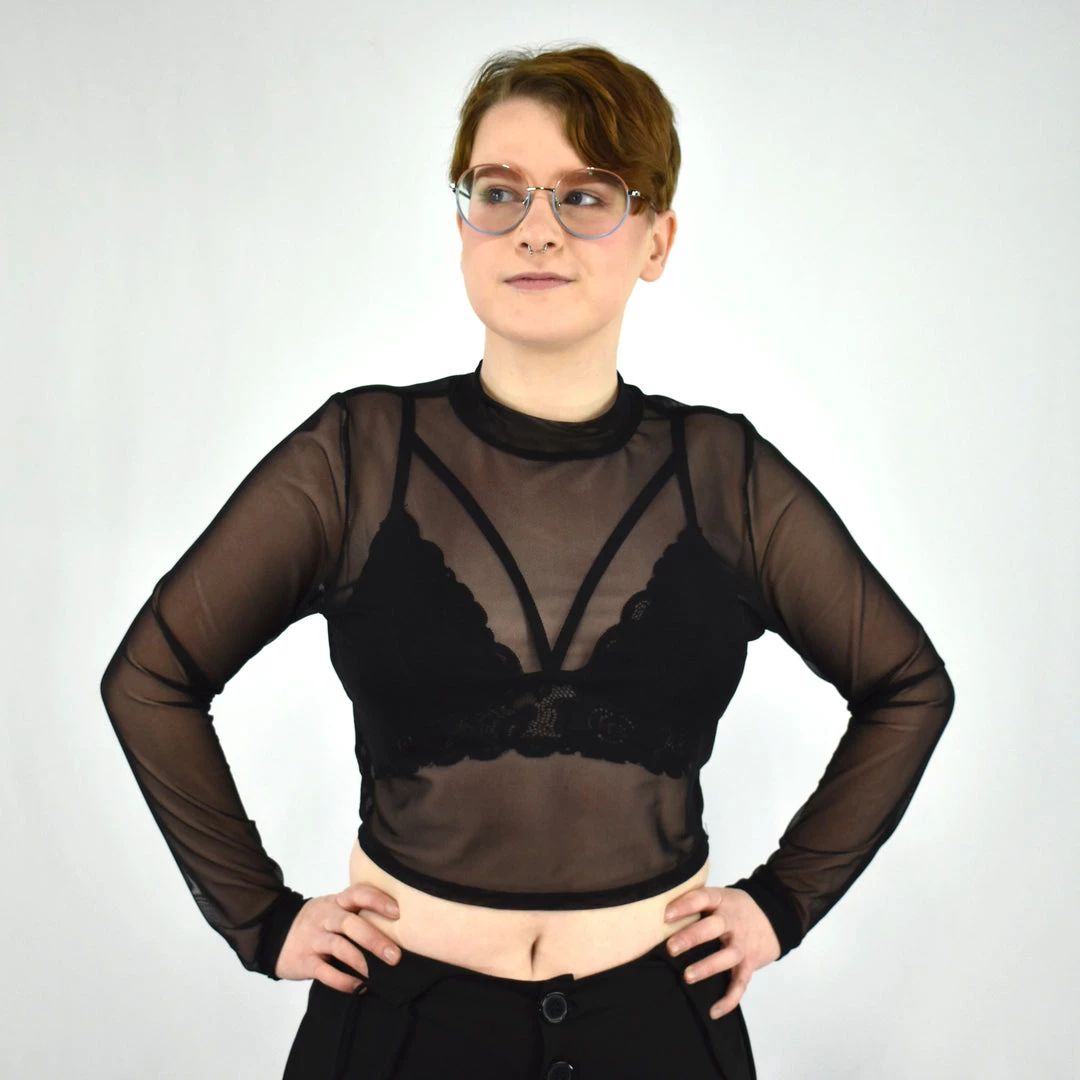 Mesh Crop Long Sleeve (Black) FOXBLOOD 3 Mesh Crop Long Sleeve (Black) FOXBLOOD