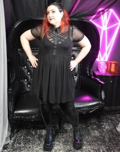 DRESSES Courtney Mesh Babydoll Dress (Black) FOXBLOOD