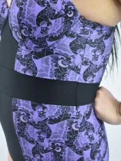 Unique Vintage Clementine Purple Lace Bats Swimsuit