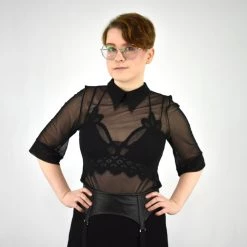 NEWEST ITEMS Apathy Mesh Collared Top FOXBLOOD