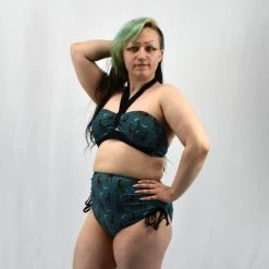 Unique Vintage NEWEST ITEMS Spooky Cat Teal Swim Top