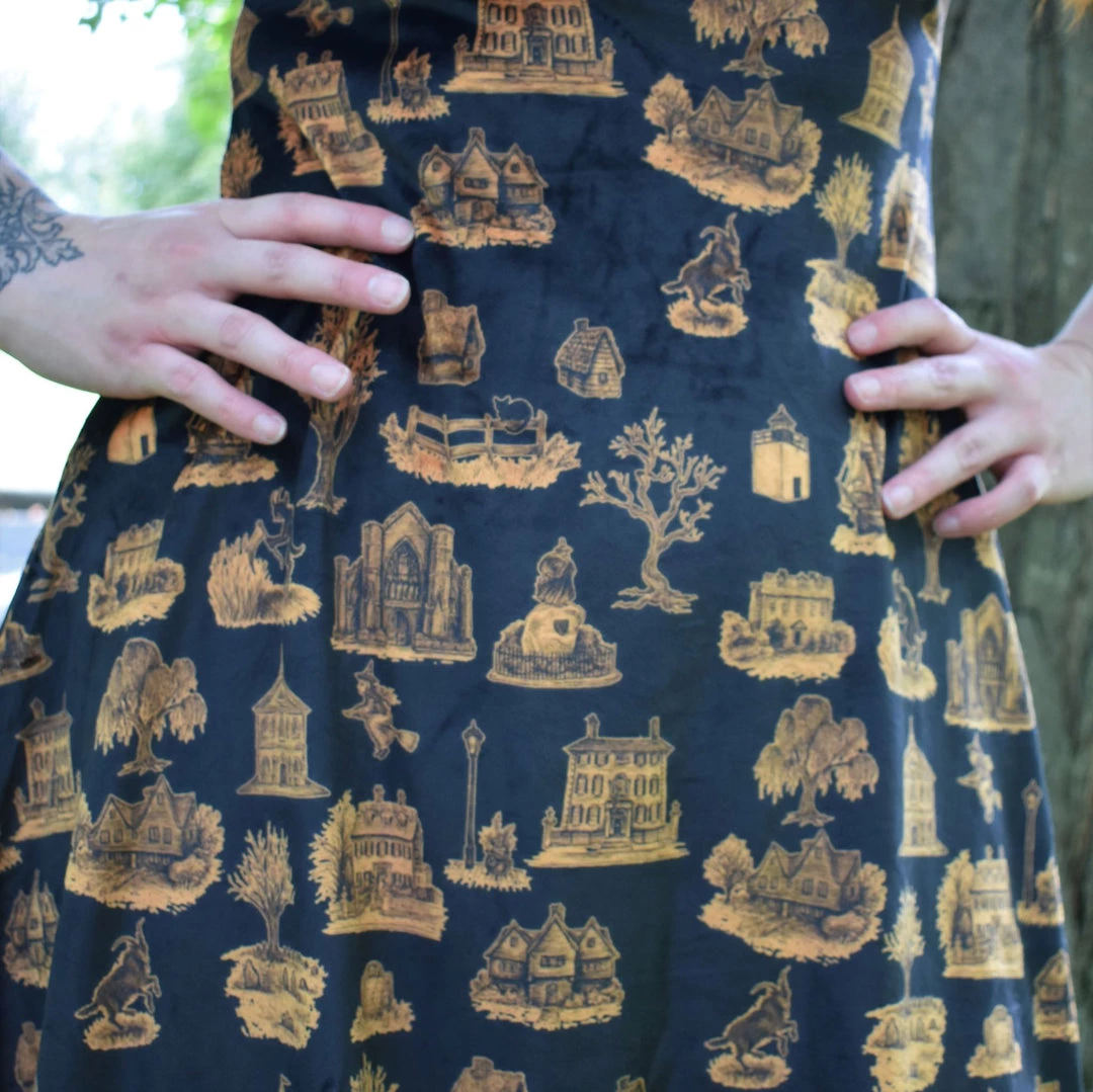 DWYBO Manning Collab PREORDER From Salem, With Love Mustard Velvet Skater Dress - BRETT MANNING COLLAB DRESSES 6 DWYBO Manning Collab PREORDER From Salem, With Love Mustard Velvet Skater Dress - BRETT MANNING COLLAB DRESSES