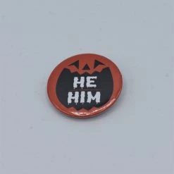 Jack O Pumpkin Pronoun Button BATS IN THE BELFRY PINS