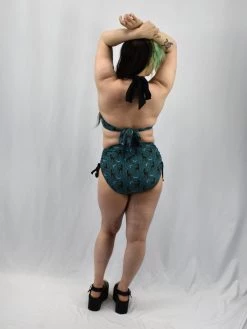 Unique Vintage NEWEST ITEMS Spooky Cat Teal Swim Top