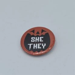 Jack O Pumpkin Pronoun Button BATS IN THE BELFRY PINS