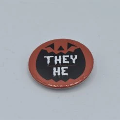 Jack O Pumpkin Pronoun Button BATS IN THE BELFRY PINS