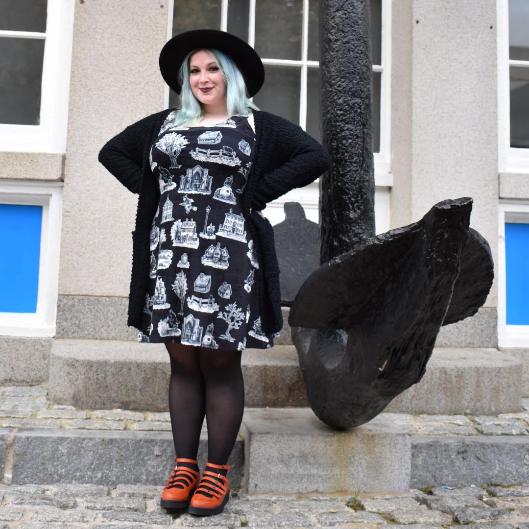 DWYBO Manning Collab PREORDER From Salem, With Love Velvet Black Velvet Skater Dress - BRETT MANNING COLLAB DRESSES 3 DWYBO Manning Collab PREORDER From Salem, With Love Velvet Black Velvet Skater Dress - BRETT MANNING COLLAB DRESSES