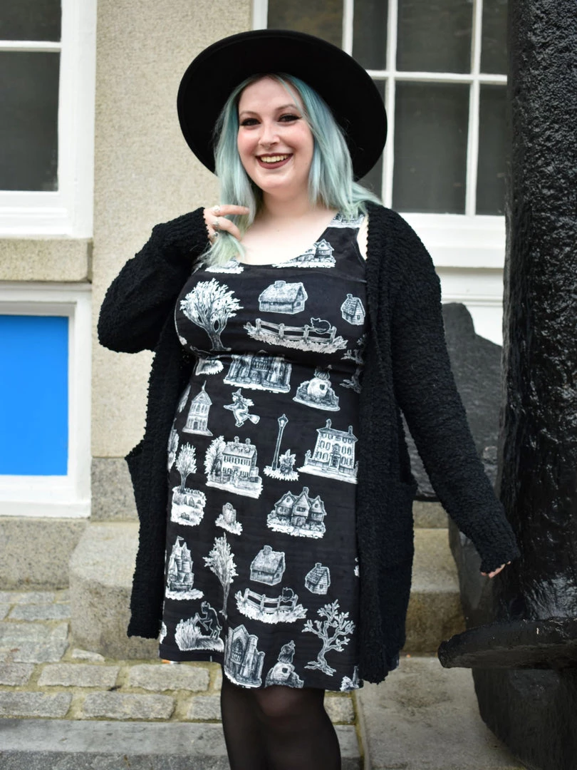 DWYBO Manning Collab PREORDER From Salem, With Love Velvet Black Velvet Skater Dress - BRETT MANNING COLLAB DRESSES 4 DWYBO Manning Collab PREORDER From Salem, With Love Velvet Black Velvet Skater Dress - BRETT MANNING COLLAB DRESSES