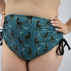 Unique Vintage Spooky Cat Teal Swim Bottom