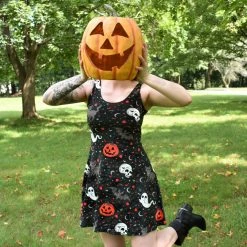 Bats In The DWYBO LOCAL BRANDS PREORDER Trick Or Treat Yourself Velvet Skater Dress