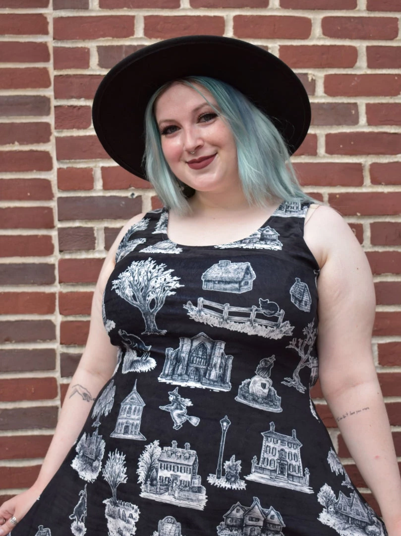 DWYBO Manning Collab PREORDER From Salem, With Love Velvet Black Velvet Skater Dress - BRETT MANNING COLLAB DRESSES 5 DWYBO Manning Collab PREORDER From Salem, With Love Velvet Black Velvet Skater Dress - BRETT MANNING COLLAB DRESSES