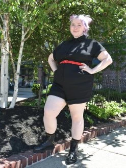 Unique Vintage Black Patsy Romper (with Belt!)