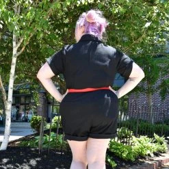 Unique Vintage Black Patsy Romper (with Belt!)