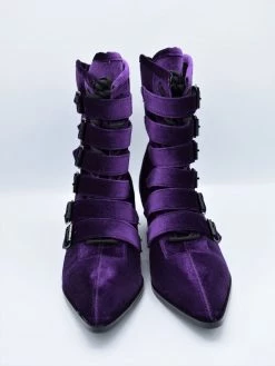 Strangecvlt Purple Velvet Coven Pointed Toe Boot -STRANGE CVLT CLEARANCE (Final Sale)