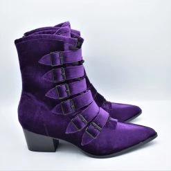Strangecvlt Purple Velvet Coven Pointed Toe Boot -STRANGE CVLT CLEARANCE (Final Sale)
