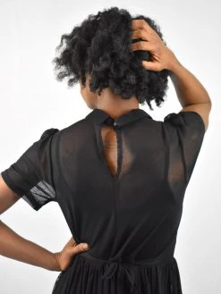 DRESSES Courtney Mesh Babydoll Dress (Black) FOXBLOOD