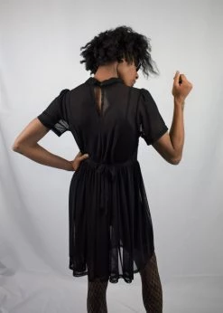 DRESSES Courtney Mesh Babydoll Dress (Black) FOXBLOOD