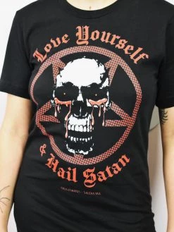 NEWEST ITEMS Love Yourself & Hail Satan Tshirt HAUNTWARES