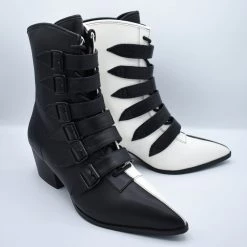 Strangecvlt SHOES & BOOTS Black And White Split Coven Boot -STRANGE CVLT