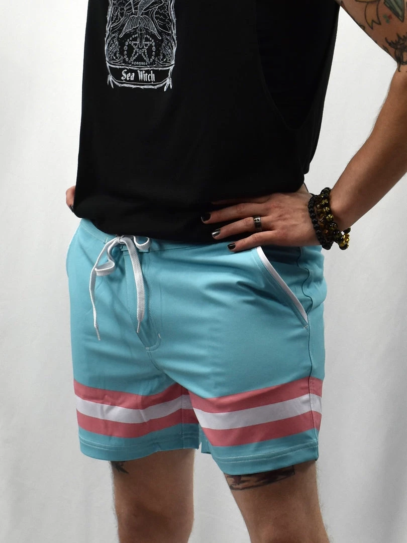 Trans Flag Boardshorts GENDERBENDER NEWEST ITEMS 4 Trans Flag Boardshorts GENDERBENDER NEWEST ITEMS