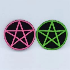 Junkyard Witch PATCHES Pentagram Patch (Green Or Pink)