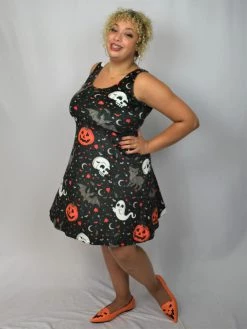 Bats In The DWYBO LOCAL BRANDS PREORDER Trick Or Treat Yourself Velvet Skater Dress