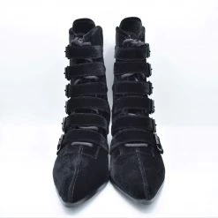 Strangecvlt Black Velvet Coven Pointed Toe Boot -STRANGE CVLT CLEARANCE (Final Sale)