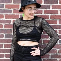 Fishnet Long Sleeve Crop FOXBLOOD NEWEST ITEMS
