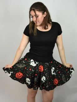 Bats In The DWYBO BOTTOMS PREORDER Trick Or Treat Yourself Velvet Skater Skirt