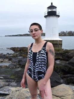 Unique Vintage Huntington Skeleton Print Swimsuit NEWEST ITEMS
