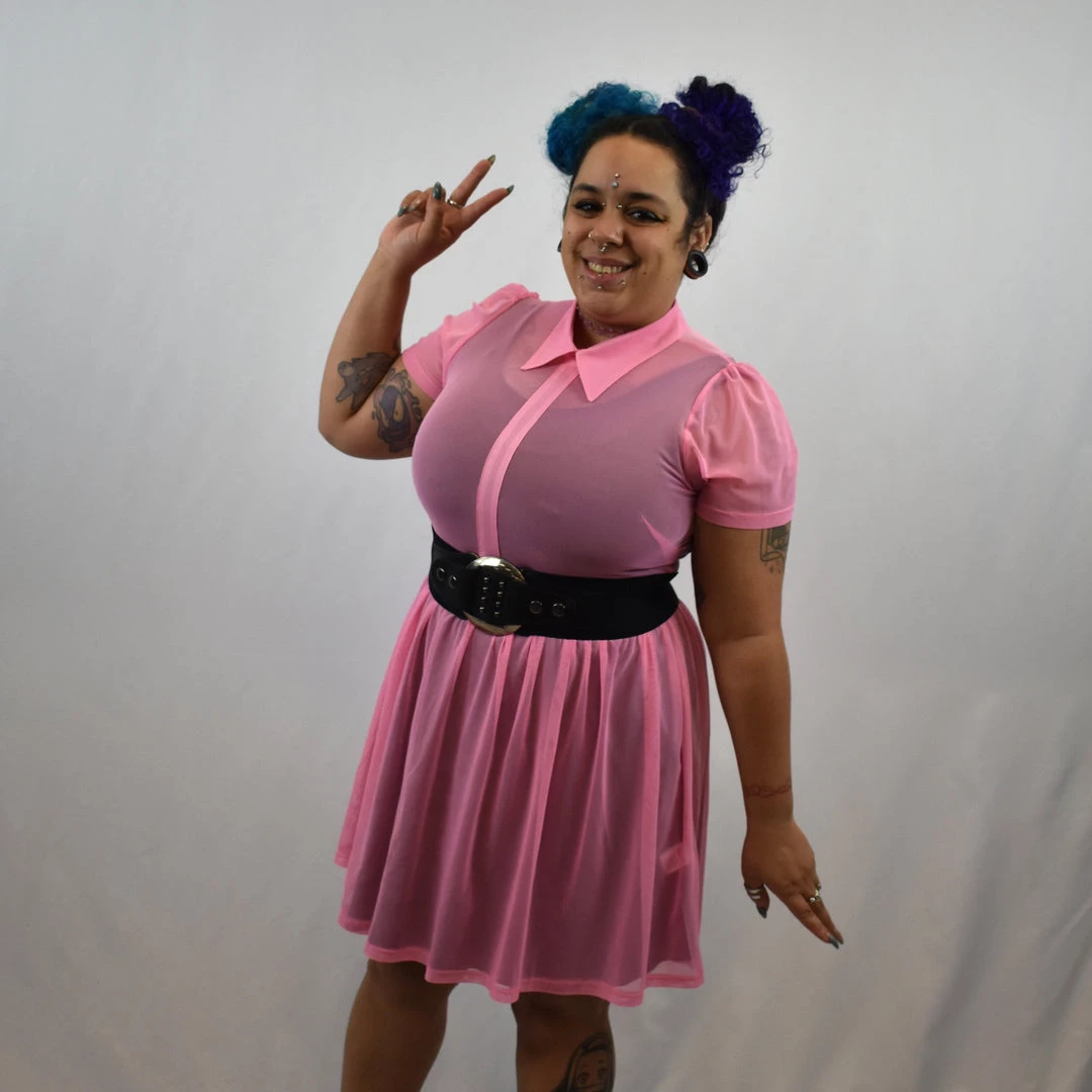 NEWEST ITEMS Courtney Mesh Babydoll Dress (Pink) MY VIOLET 6 NEWEST ITEMS Courtney Mesh Babydoll Dress (Pink) MY VIOLET