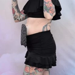 Unique Vintage SWIMSUITS Alice Black Skirted High Waist Swim Bottoms 8 Unique Vintage SWIMSUITS Alice Black Skirted High Waist Swim Bottoms