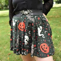Bats In The DWYBO BOTTOMS PREORDER Trick Or Treat Yourself Velvet Skater Skirt