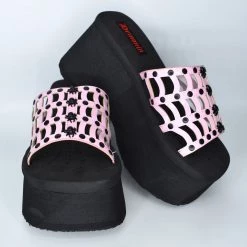 Anansi Studded Slide Sandal (Pink Holo) DEMONIA