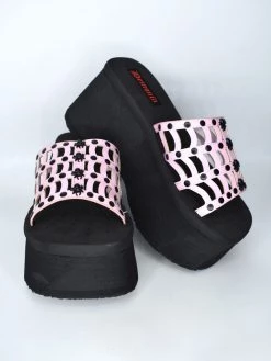 Anansi Studded Slide Sandal (Pink Holo) DEMONIA
